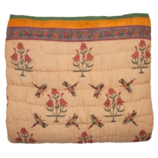 Dragonfly Reversible Quilt - Mustard Yellow